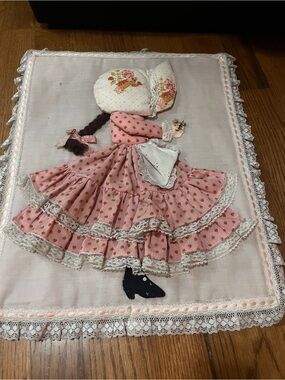 Rare Vintage handmade fabric appliqué, strawberry shortcake cutter quilt"